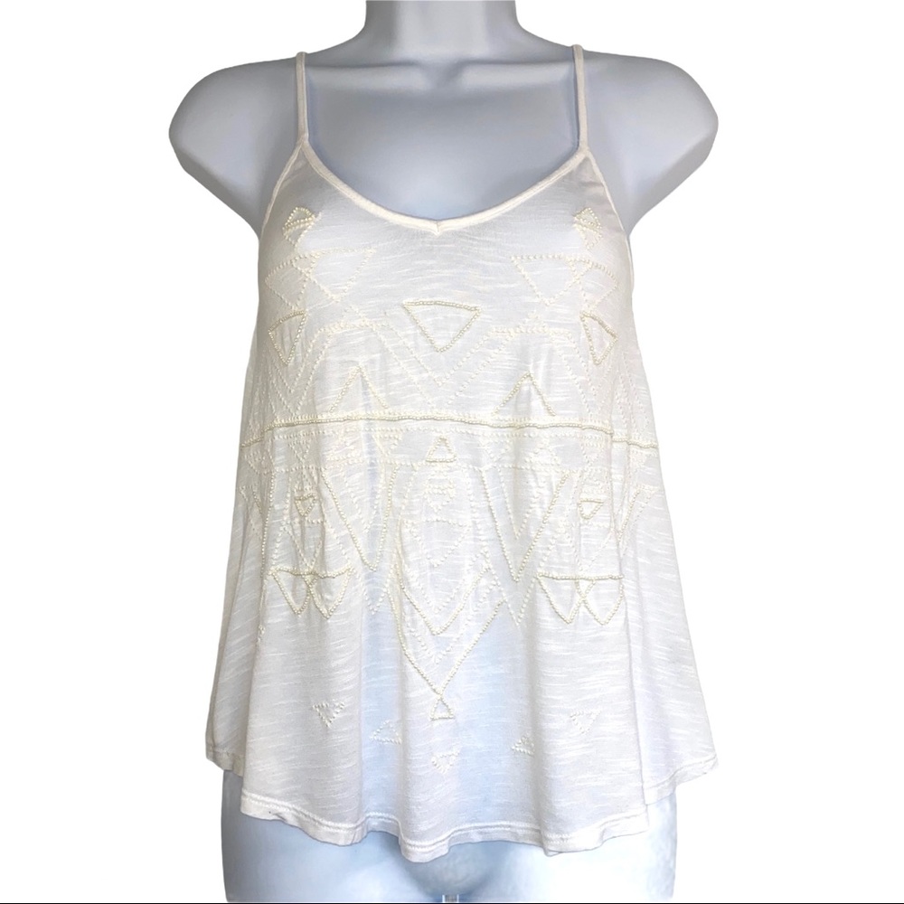 3/$30 AE American Eagle Boho Cami Tank Top Beaded Lace Up Back Flowy Extra Small